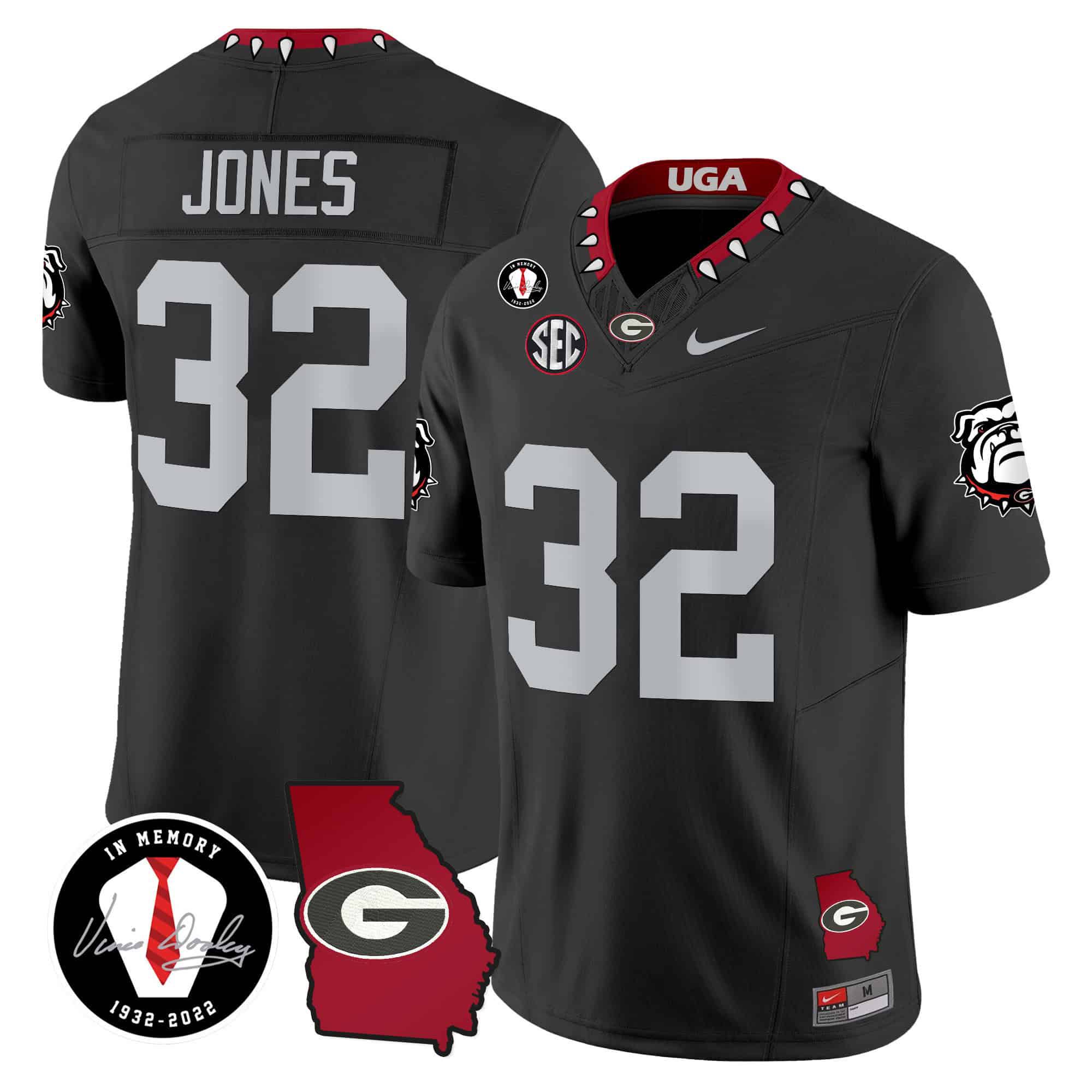 Men Georgia Bulldogs 32 Jones Black 2024 Nike Vapor NCAA Jersey style 2